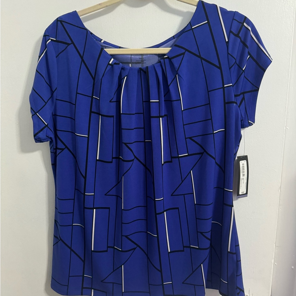 Worthington Blue Graphic Blouse